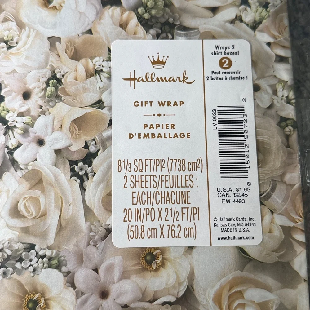 5/$25 VINTAGE Wedding Wrapping Paper White Roses